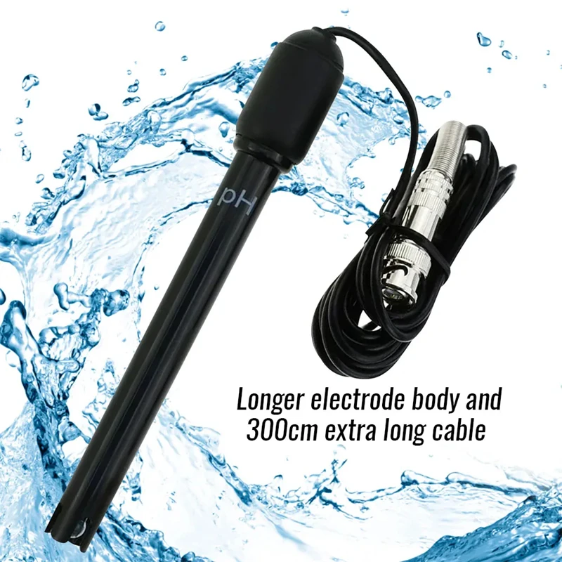 Ph Sensor Probe 300cm Cable Water Analyzer PH Meter PH Probe For Aquarium Hydroponics BNC Connector Sonde Ph Piscine