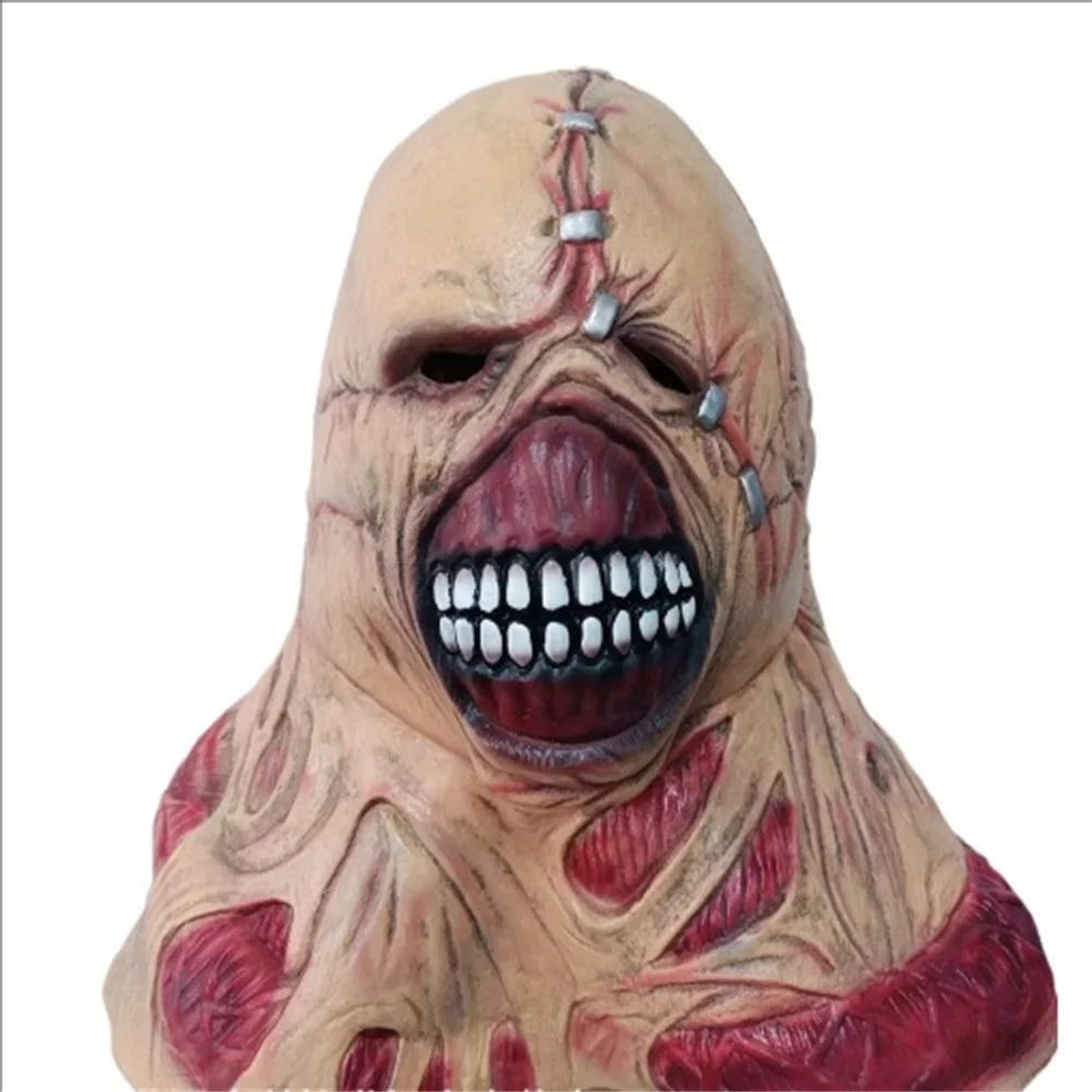 Halloween public enemy headgear, biochemical crisis, tyrant latex mask, terrifying face, zombie, haunted house, secret room