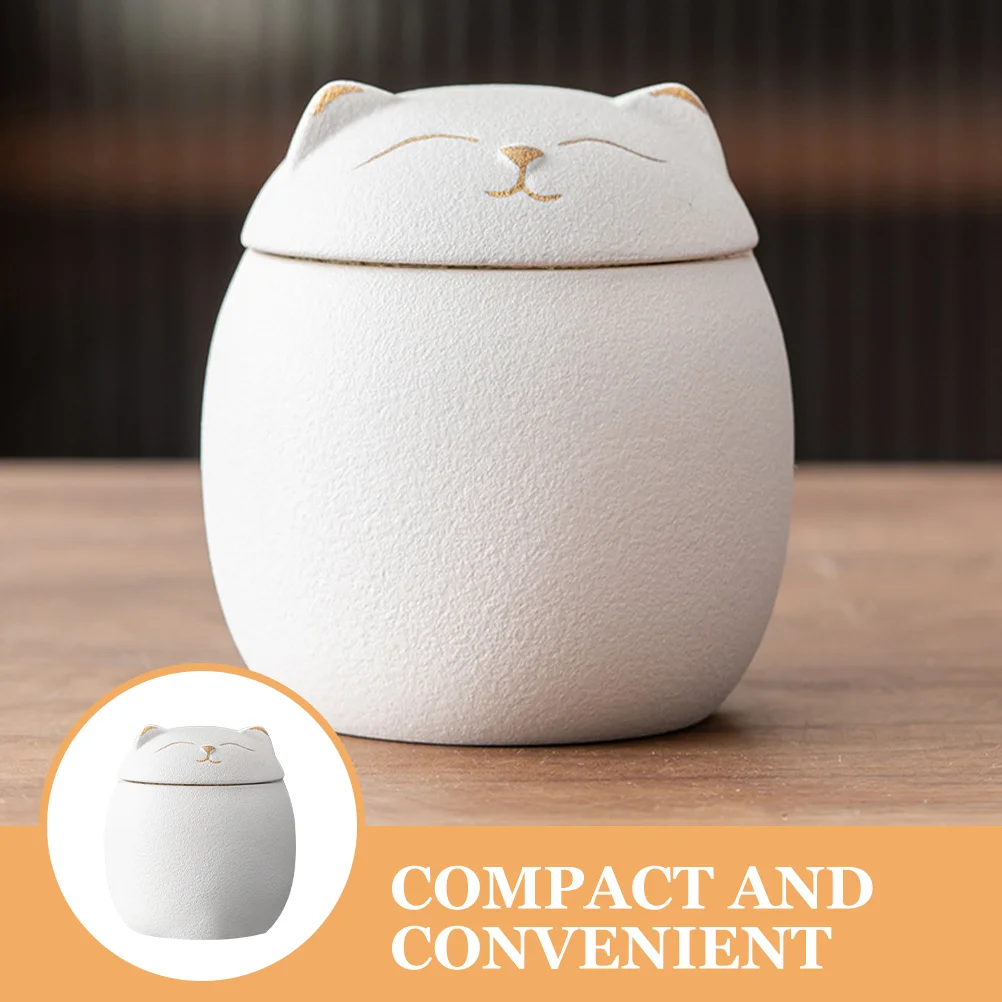 Ceramic Cat Face Storage Jar 120ml Sealed Tea Canister Cute Cookie Container Home Decor Pet Urn Box Nuts Storage Decorative Tea