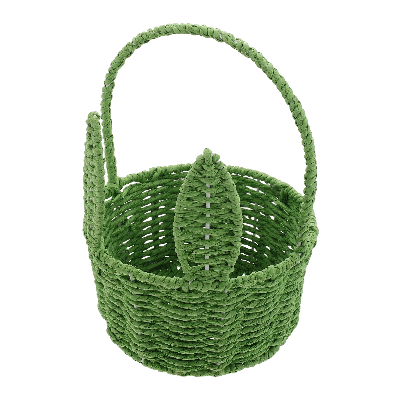 

Handmade Woven Rope Easter Bunny Basket Round Shape Storage Kids Gift Picnic Bread Rattan Flower Willow