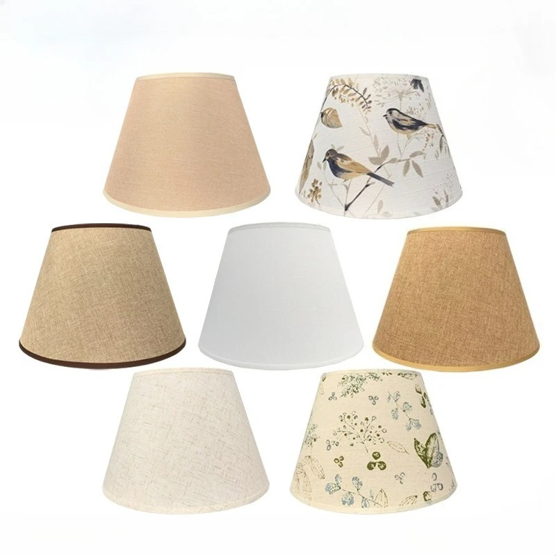 Desk Lamp Shade E27 Circular Linen Cloth Shade for Wall Lights Floor Lamp