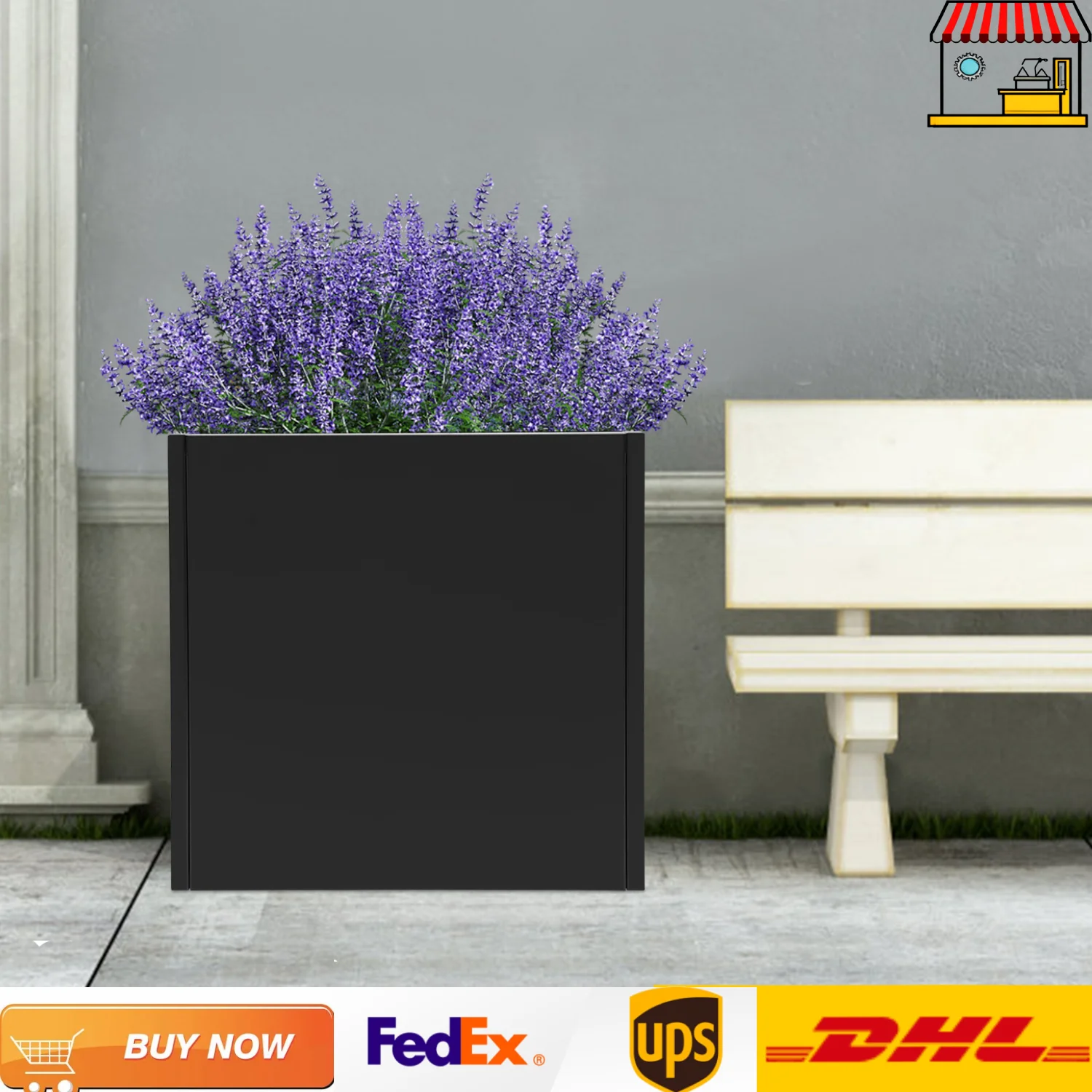 

Large Metal Planter Boxes| Outdoor 16X16/ 26X26/ 32X32 Inches Outdoor Vegetables Flowers and Herbs Cube Planter Box