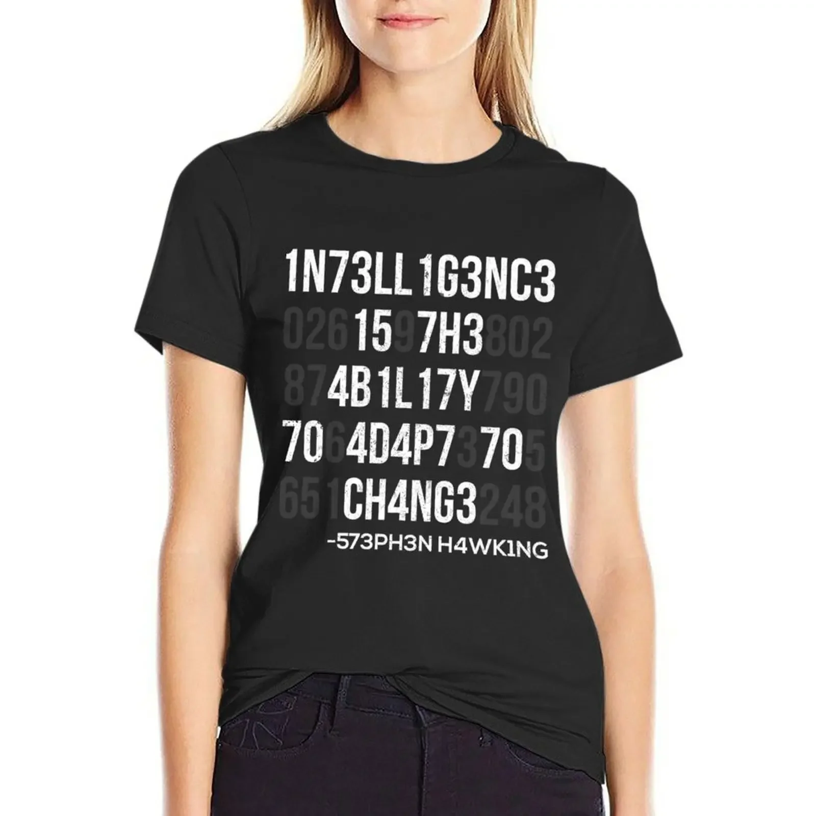 Женская футболка оверсайз 1n73ll1g3nc3 15 7h3 4b1l17y 70 4d4p7 70 ch4ng3