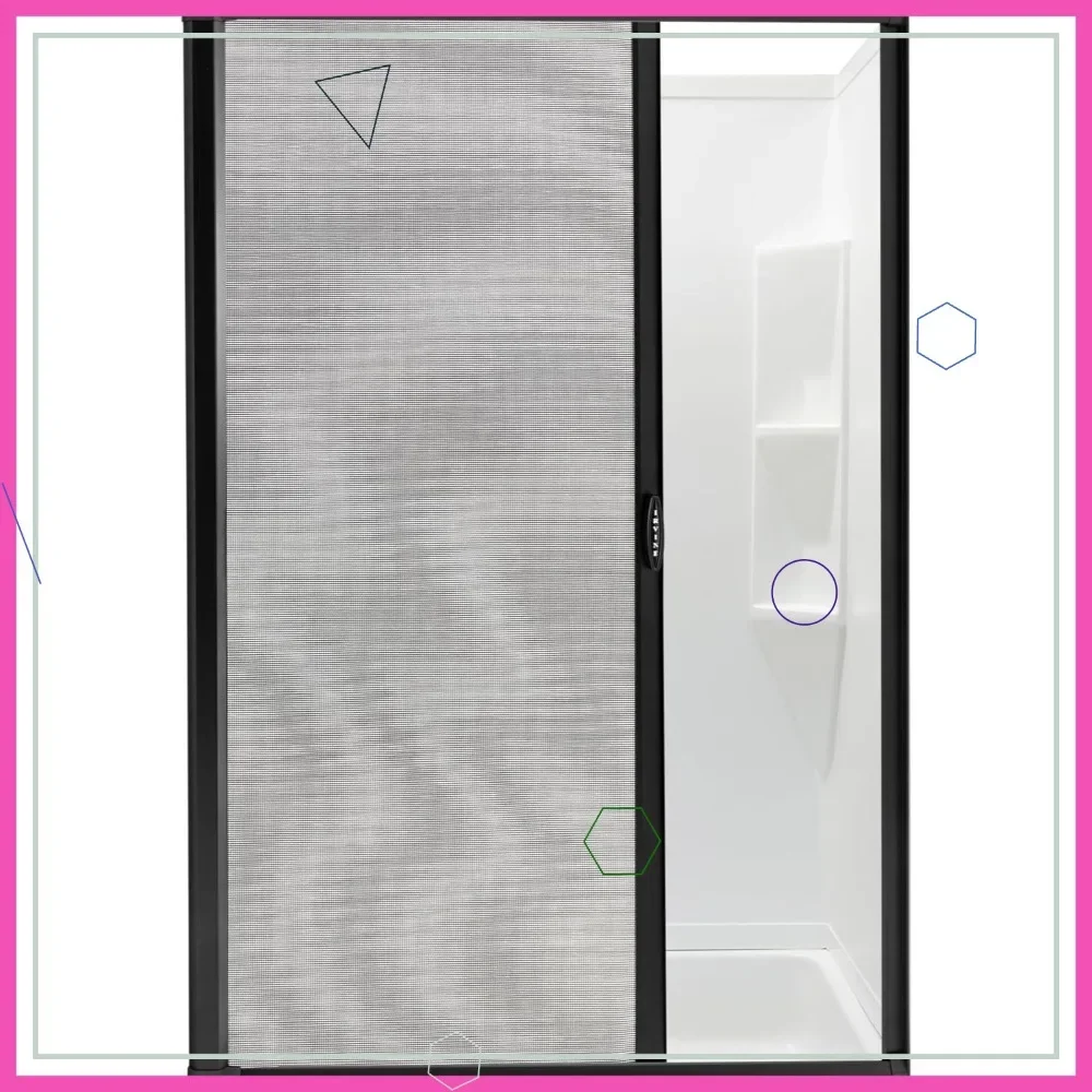 

Retractable RV Shower Door Replacement, Woven Mesh with Vinyl, Black, 48x67 Inches