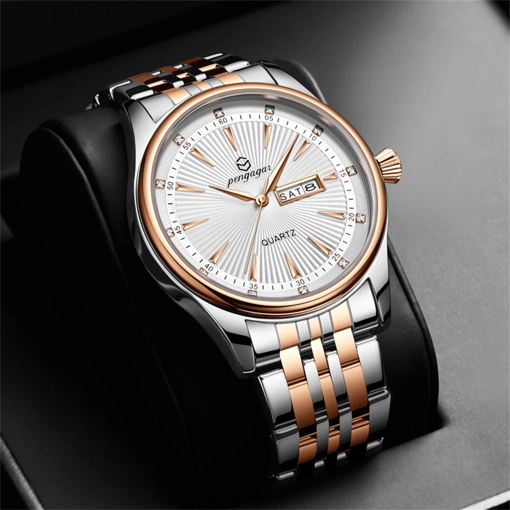 

Quartz Watch Men's High-end Feeling Diamond inlaid simple Waterproof Calendar Steel Strip Business Male Fashion Clock Watches