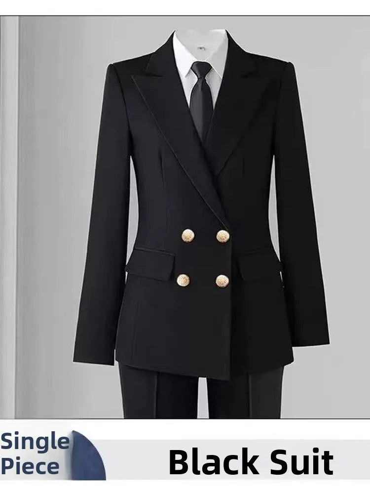 Black Suit Jacket Women's Professional Interview Clothing Career Suiting University Student Defense Formal Outfit