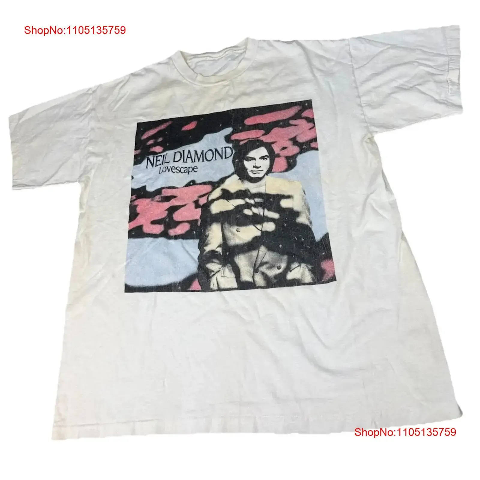 Neil Diamond T Shirt Large Vintage Rock Music Lovescape Preowned vintage Washed Stylish graphic Casual Breathable