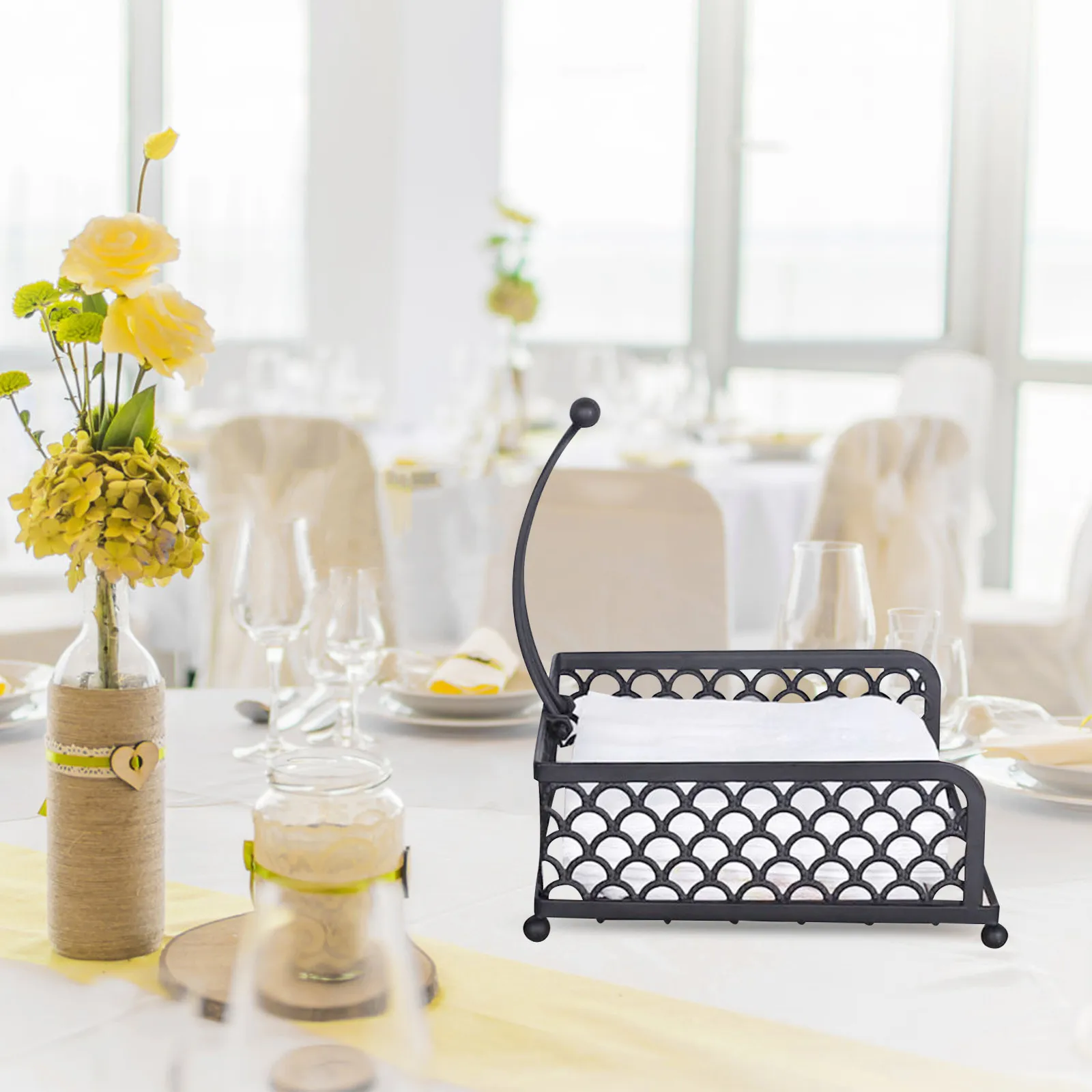 

Элегантная металлическая подставка для салфеток с гладкими краями, креативный дизайн, для кухни, столовой, отеля, вечеринок