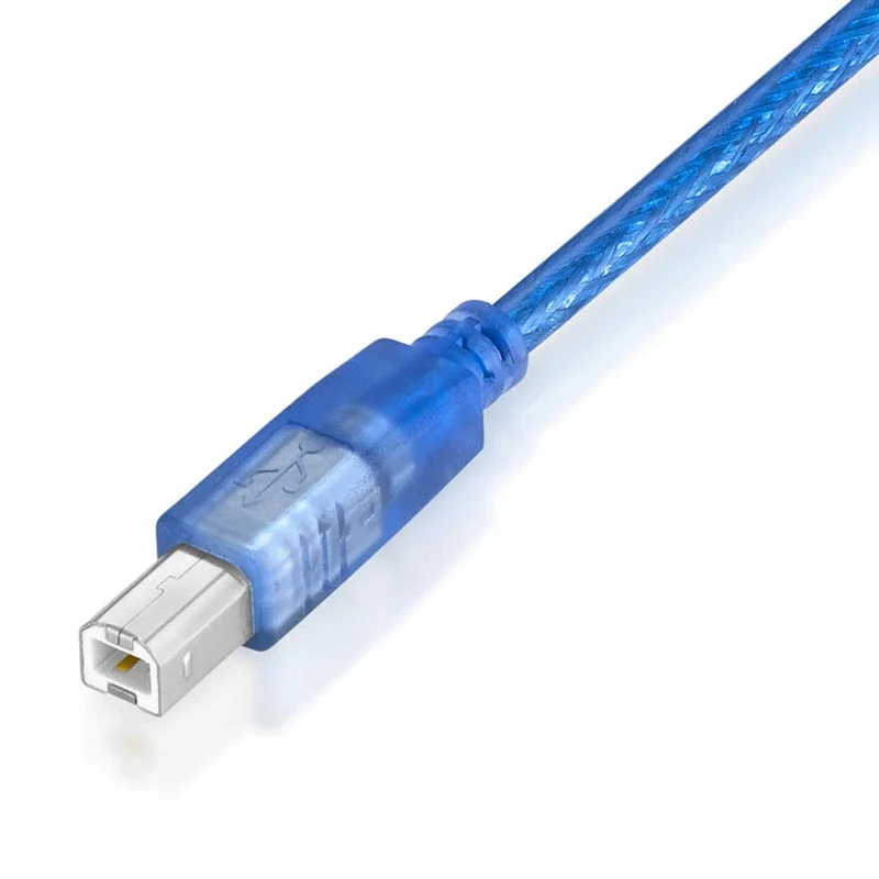 USB 2.0 Printer Cable USB 2.0 Type A Male to Type B Male Foil+Braided Shielding Transparent Blue 0.3M 0.5M 1.5m 2m 3m 5m 10m