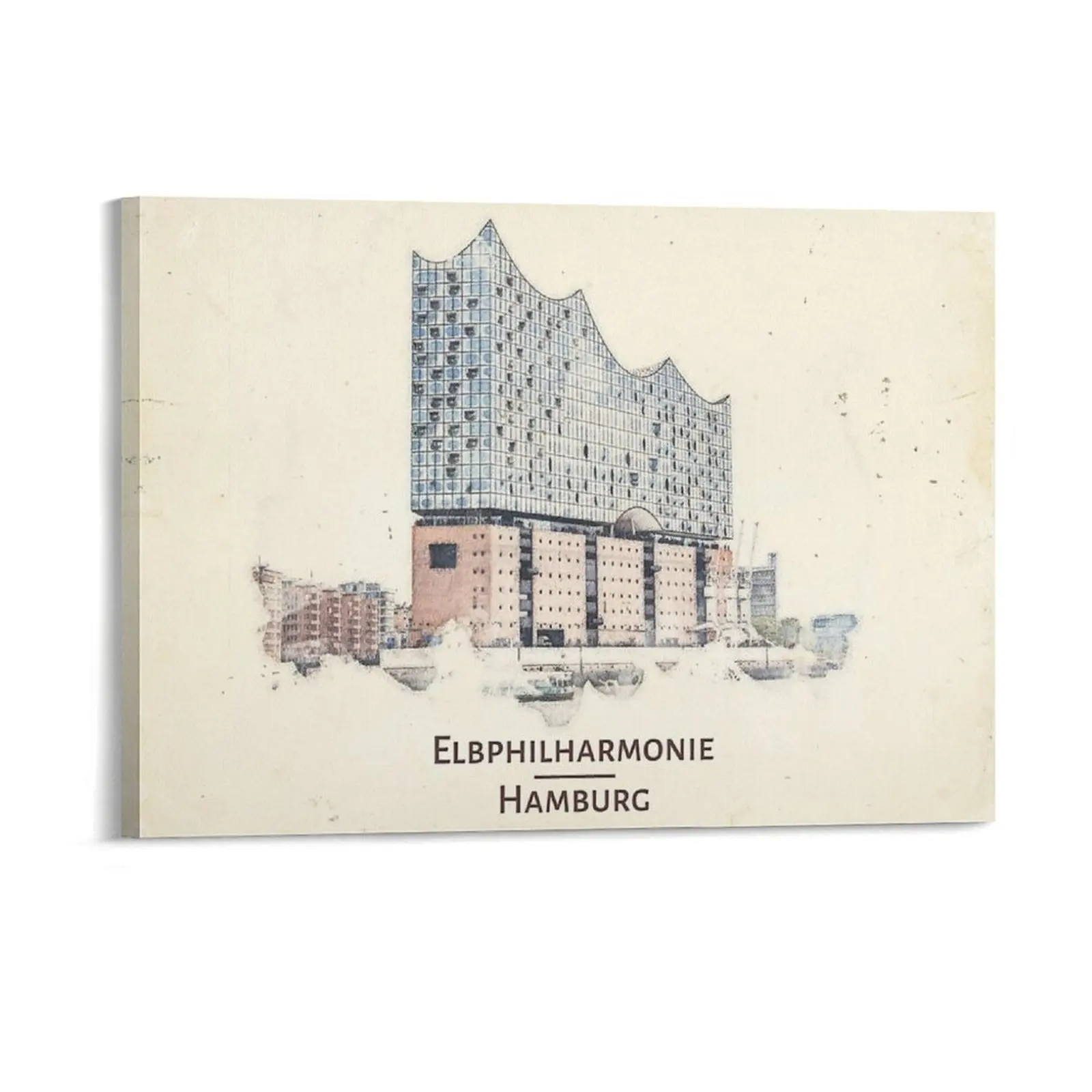Elbphilharmonie Hamburg Watercolor Effect Canvas Painting Designing Garage Wall Plaque Framed Wall Paintings