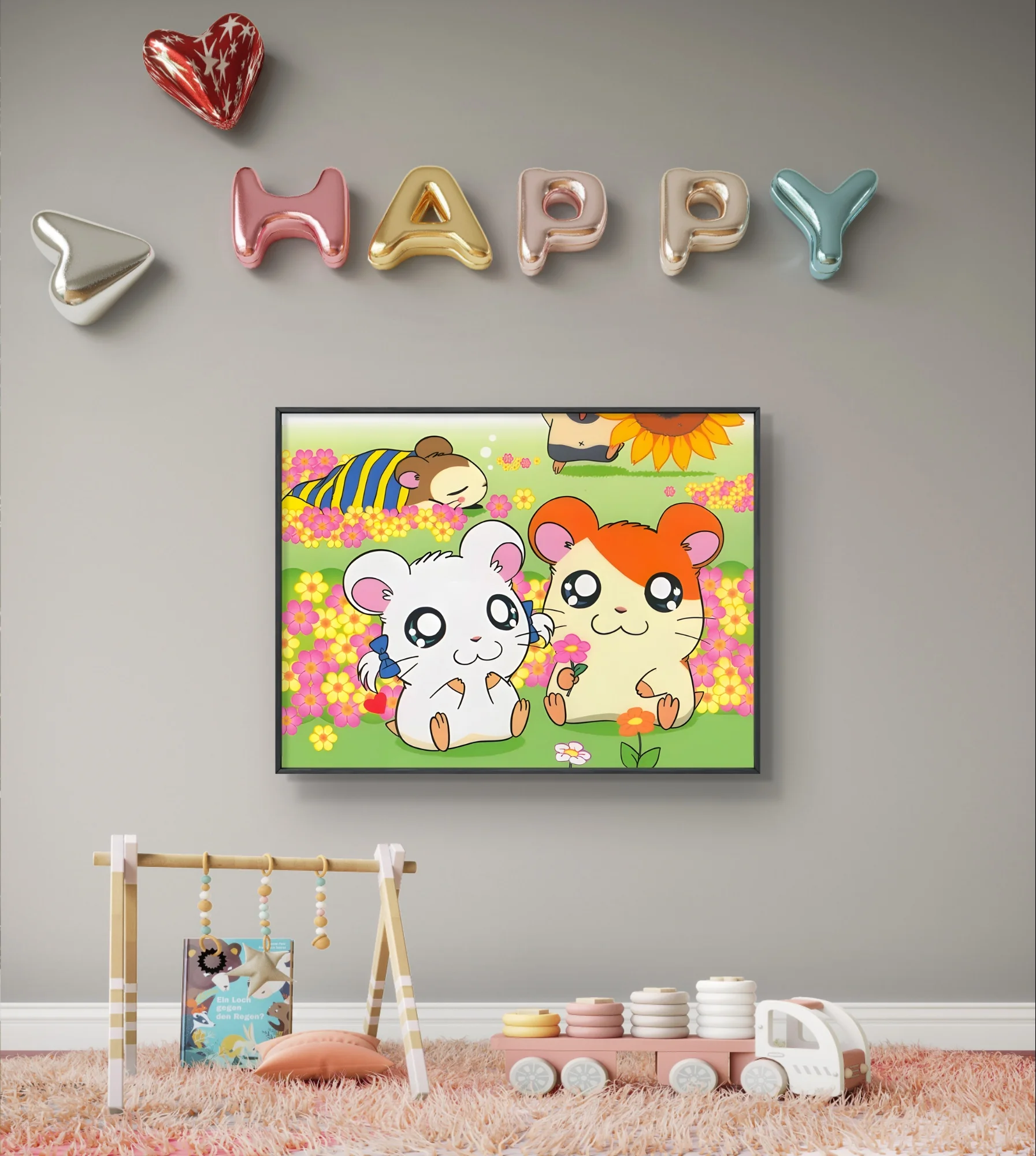 H-Hamtaro 5D Diamond Painting Kit Cartoon Hamster Poster Diamond Embroidery Cross Stitch Comics Home Children's Room Wall Decor