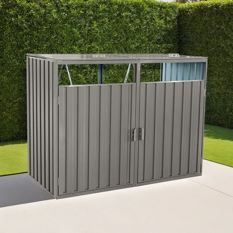 Classification of garbage stations Trash Can Storage, Storage Shed For 3 Trash Cans And Tools,Waterproof Garbage Bin Shed