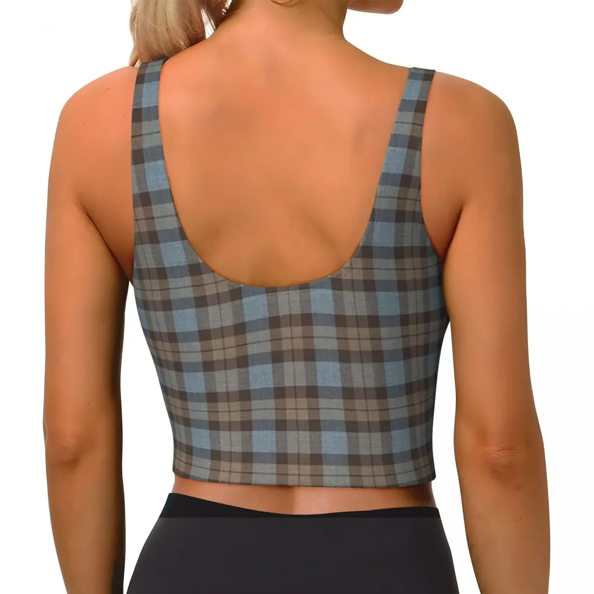 Custom Tartan Women Sports Bra High Impact Vest Gym Workout Yoga Crop Tank Top