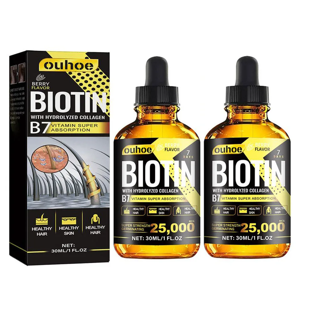 

Biotin Oil Hair Growth Scalp Dense Hair Strengthening Repair Damaged Hair Roots Hair Care Nourishing Hair For Women Men 30mlX2
