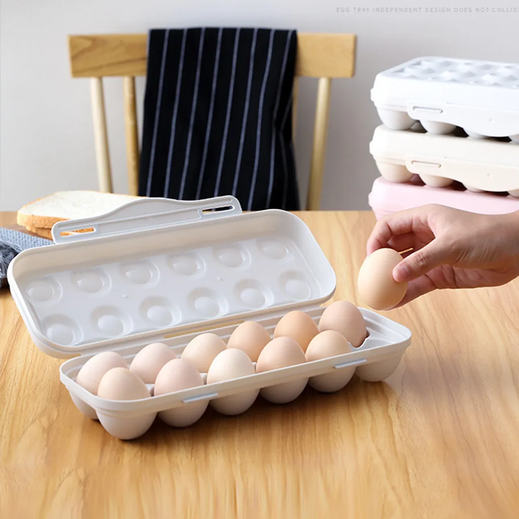 Egg Fresh Storage Box 12Grids Egg Box Temperature Resistant Large Capacity Shockproof Household with Lid for Fridge