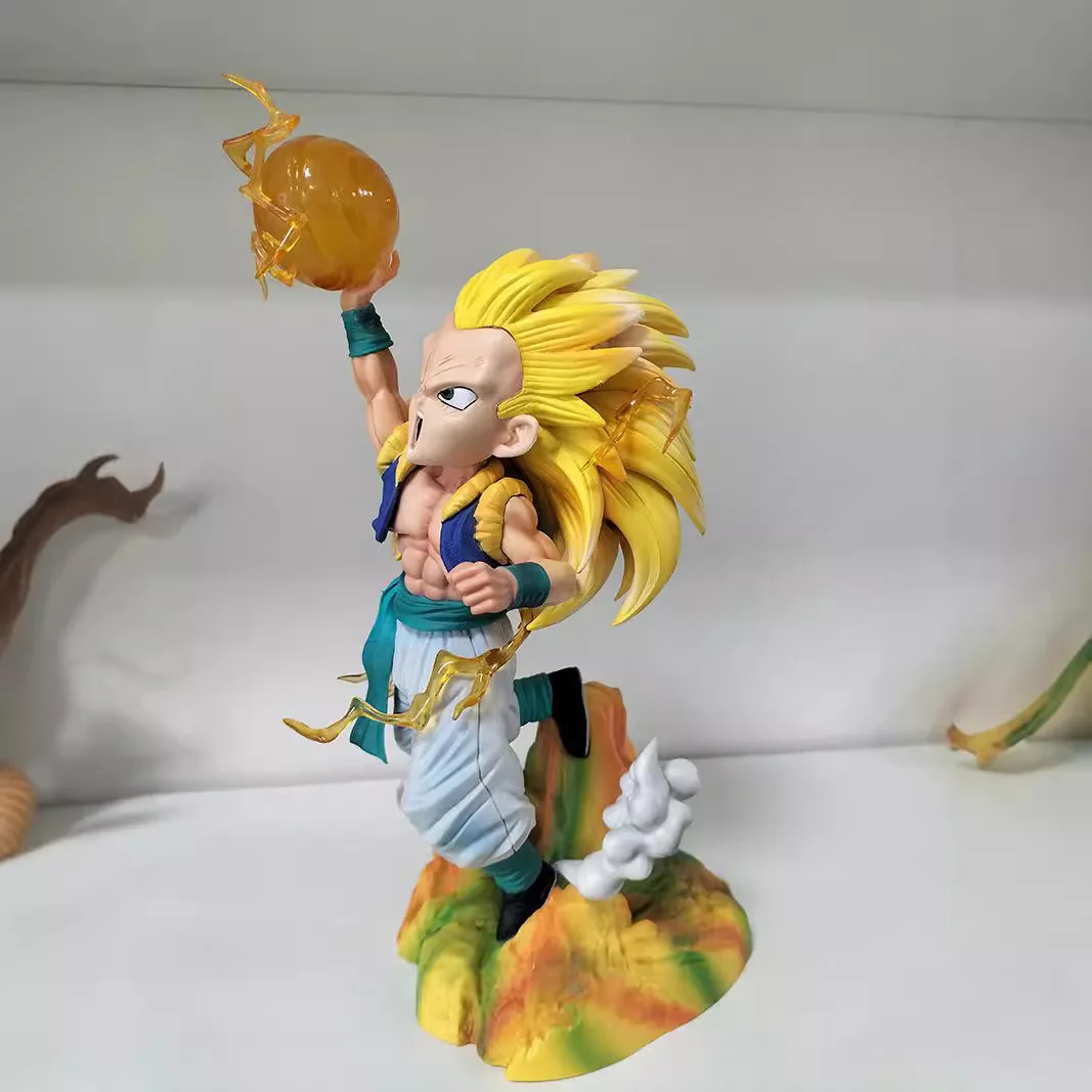 35cm Dragon Ball Anime Figure Gotenks Peripheral Can Emit Light Model Action Figure Collect Ornaments Birthday Gift Toys Game