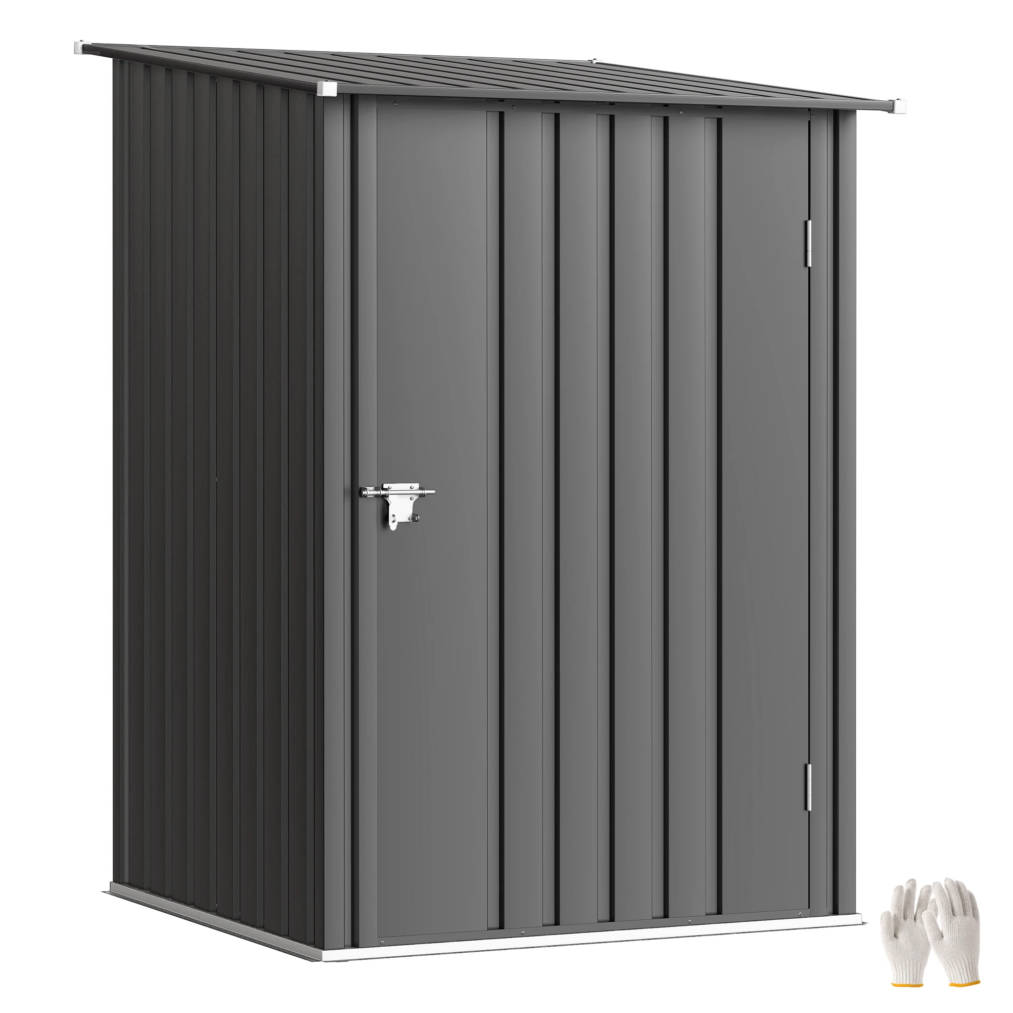 3.3' x 3.4' Metal Outdoor Storage Shed with Lockable Doors, Gray