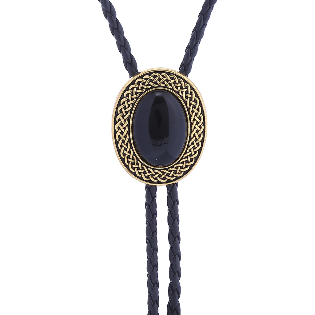 Corbata dorada con patrón celta ovalada retro bolo