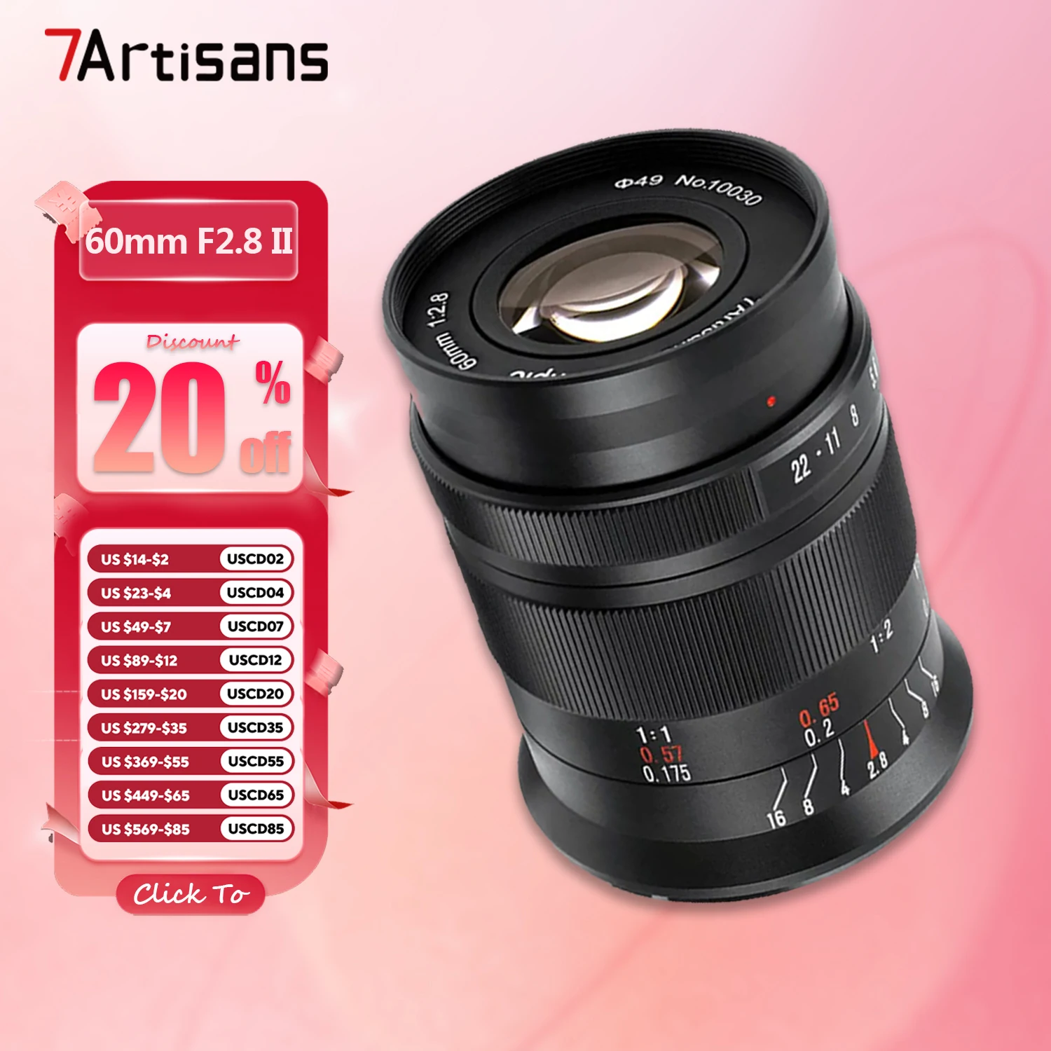 7artisans APS-C 60mm F2.8 II Camera Lens for Macro Photography with Sony E A7RIII Fujifilm XT-100 Nikon ZFC Canon RF M43 L-mount