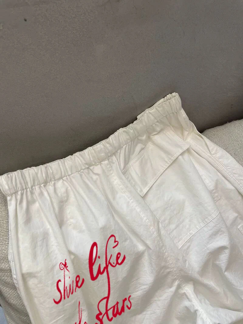 กางเกงทำงานทรงหลวมพิมพ์ลายสไตล์เกาหลีสำหรับผู้ชายและผู้หญิงฤดูร้อนสไตล์วินเทจฮ่องกงทรงสลิมขาจั๊ม