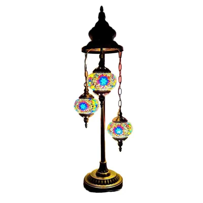 for  Turkish Style Handmade Mosaic Three Head Floor Lamp Electric Desk Lamp