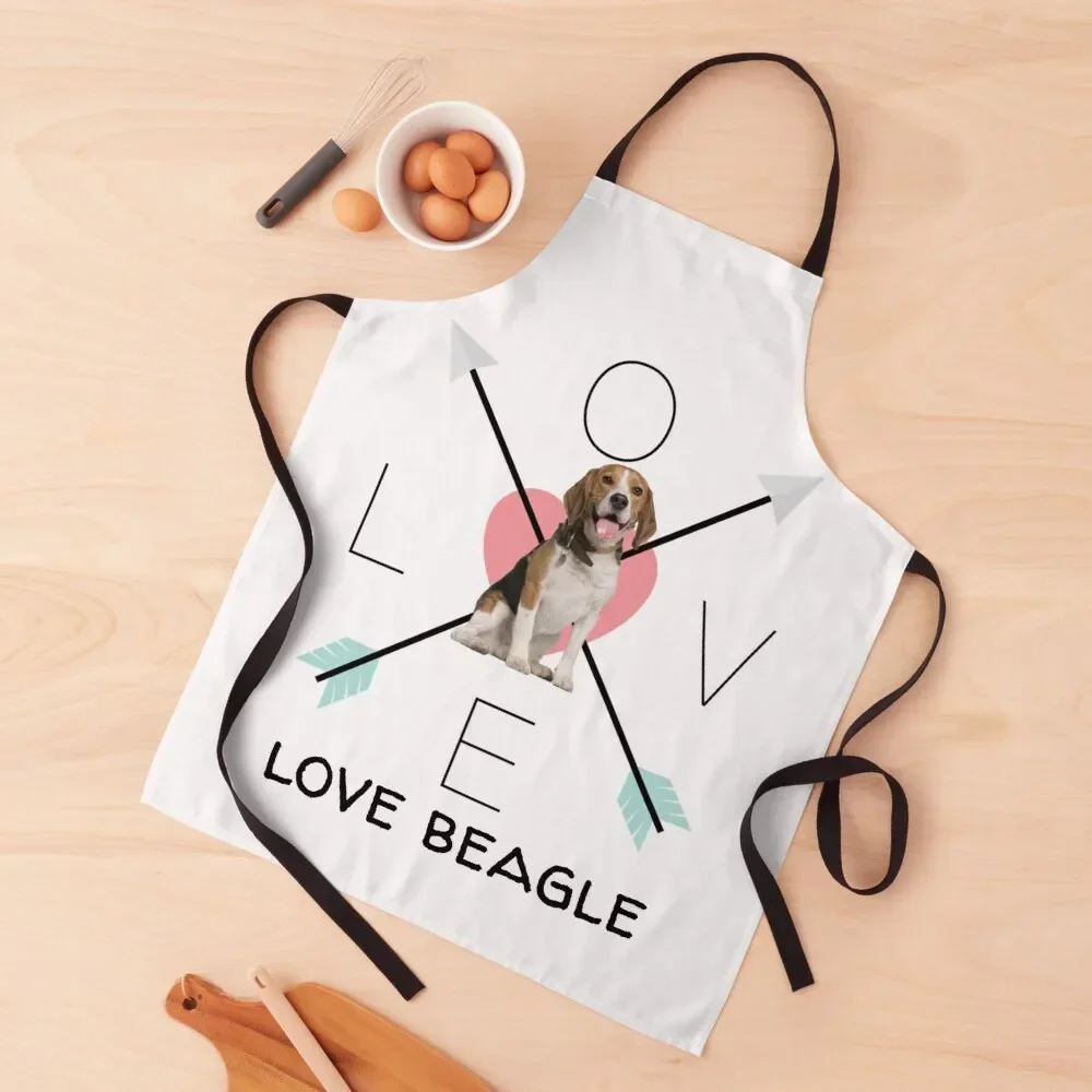 

Love Beagle Dog Apron Kitchen Front work gowns for women cleaning for women with pocket New year's Apron