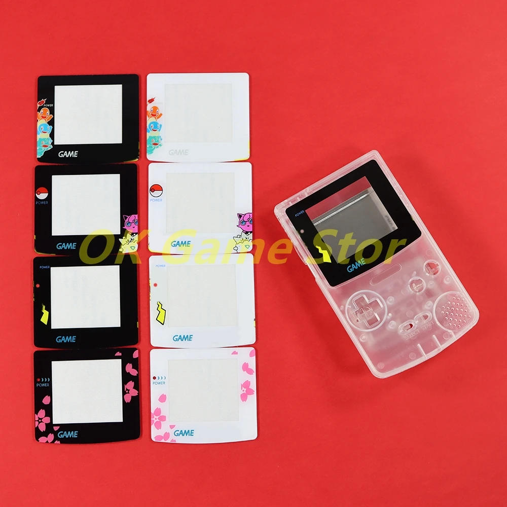 12pcs Replacement Plastic Screen Lens Protective with Pattern For GameBoy Color GBC plastic mirror panel Display