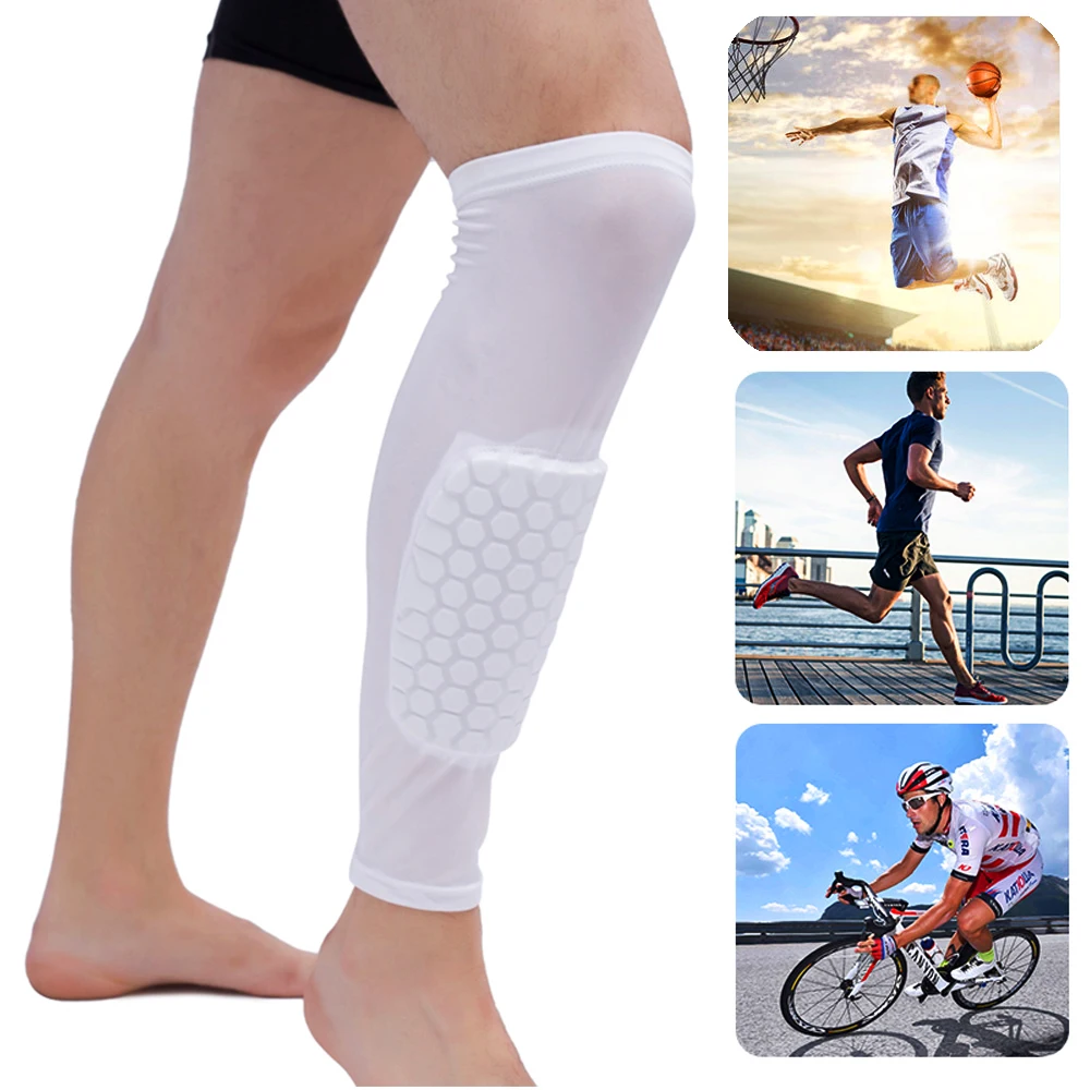 1Piece Sports Anti-collision Honeycomb Leg Shin Compression Support Sleeve Cycling Running Basketball Football Volleyball Tennis