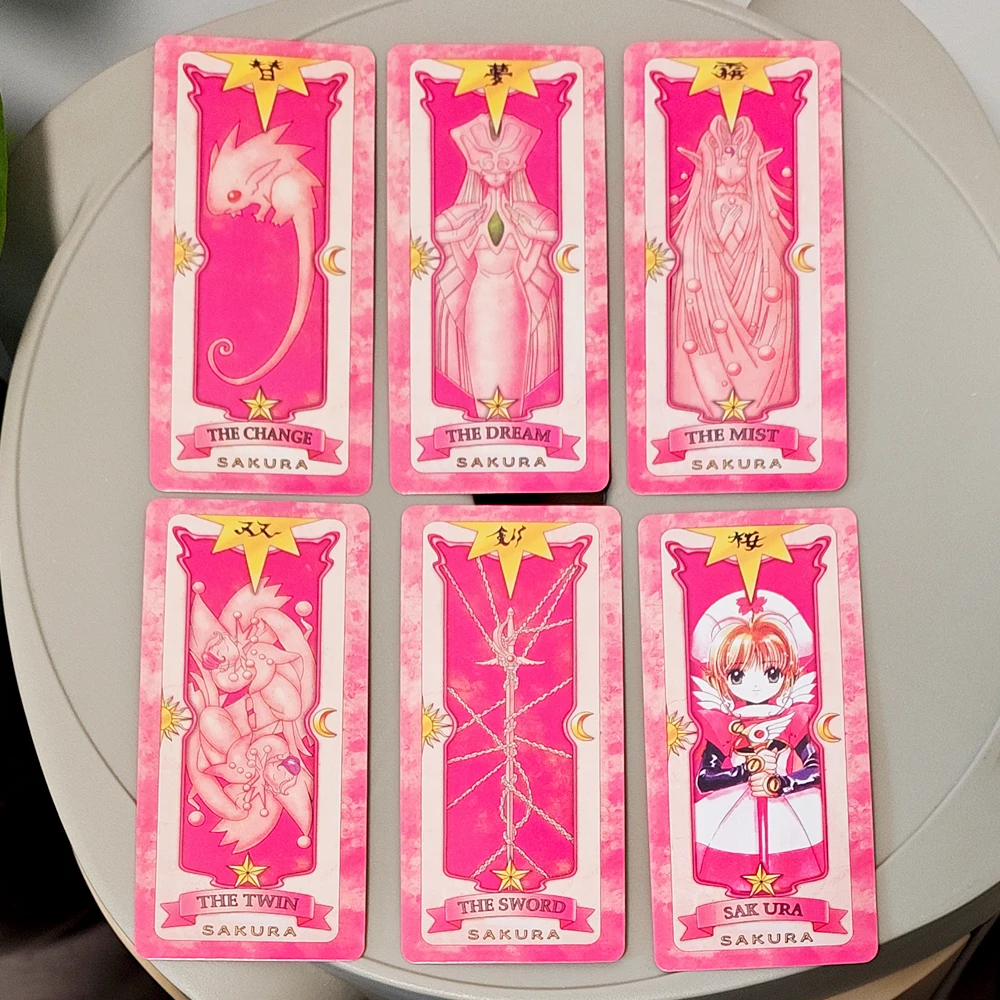 Baralho de tarô Cardcaptor Sakura - Conjunto completo de 56 cartas |   11x5,5cm Edição Sakura Rosa para Fãs e Cosplay