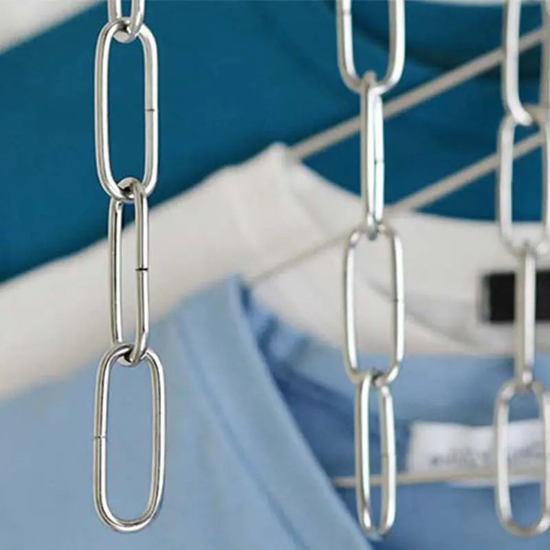 Stainless Steel Clothes Market Shop Display Hanging Chain Hooks With Ring Hanger Household