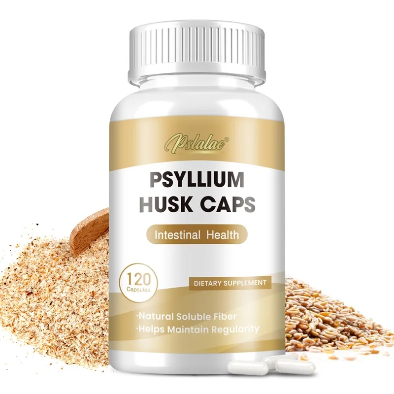 Psyllium Husk Capsules - Dietary Fiber Supplement Promotes Intestinal, Digestive Health, Improves Absorption, Enhances Energy