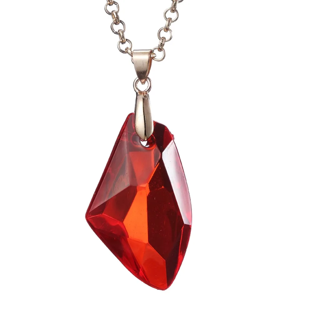 Movie Jewelry Simple Fashion Wizard Magic Stone Necklace Red Acrylic Pendant Jewelry Men and Women Party Accessories Gifts
