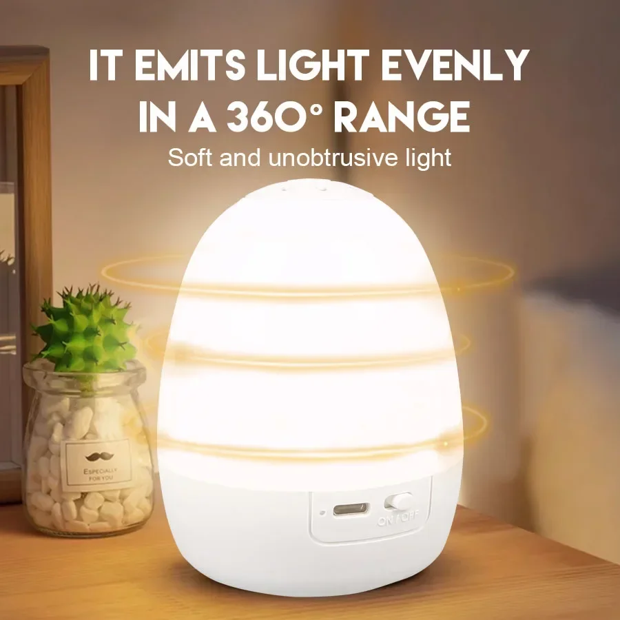 Rechargeable Portable Camping Light w/3 Modes,Stepless Dimming,360° Even LED Light,No Flicker,Night Lamp,Bedroom,Hanging Hook