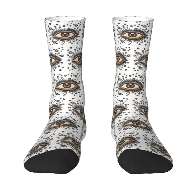 Vintage Mystic Eye Men Women Crew Socks Unisex Novelty 3D Printing Spiritual Amulet Dress Socks