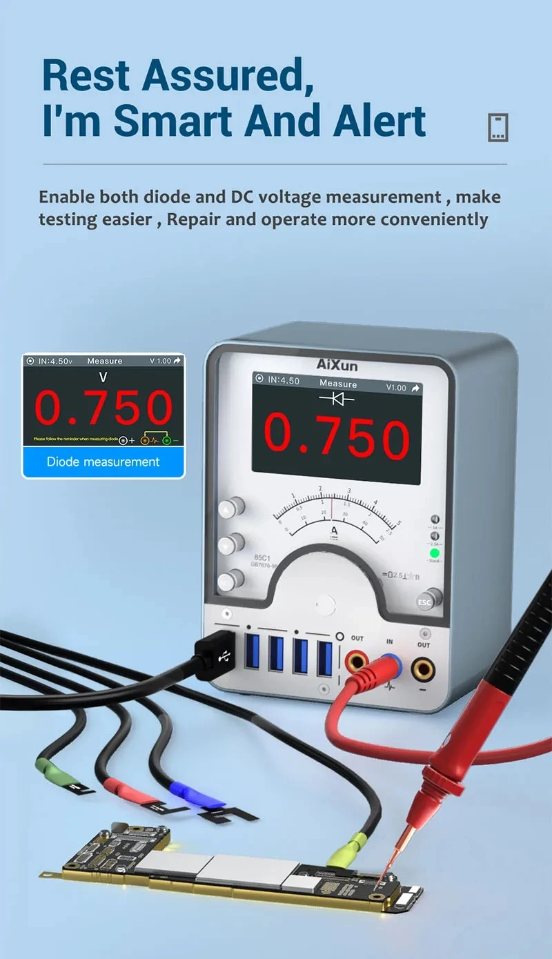 Aixun PM02 Power Supply Partner OTA Upgrade, Bluetooth WIFl Interconnection/Digital And Mechanical Display For Phone Repair Test