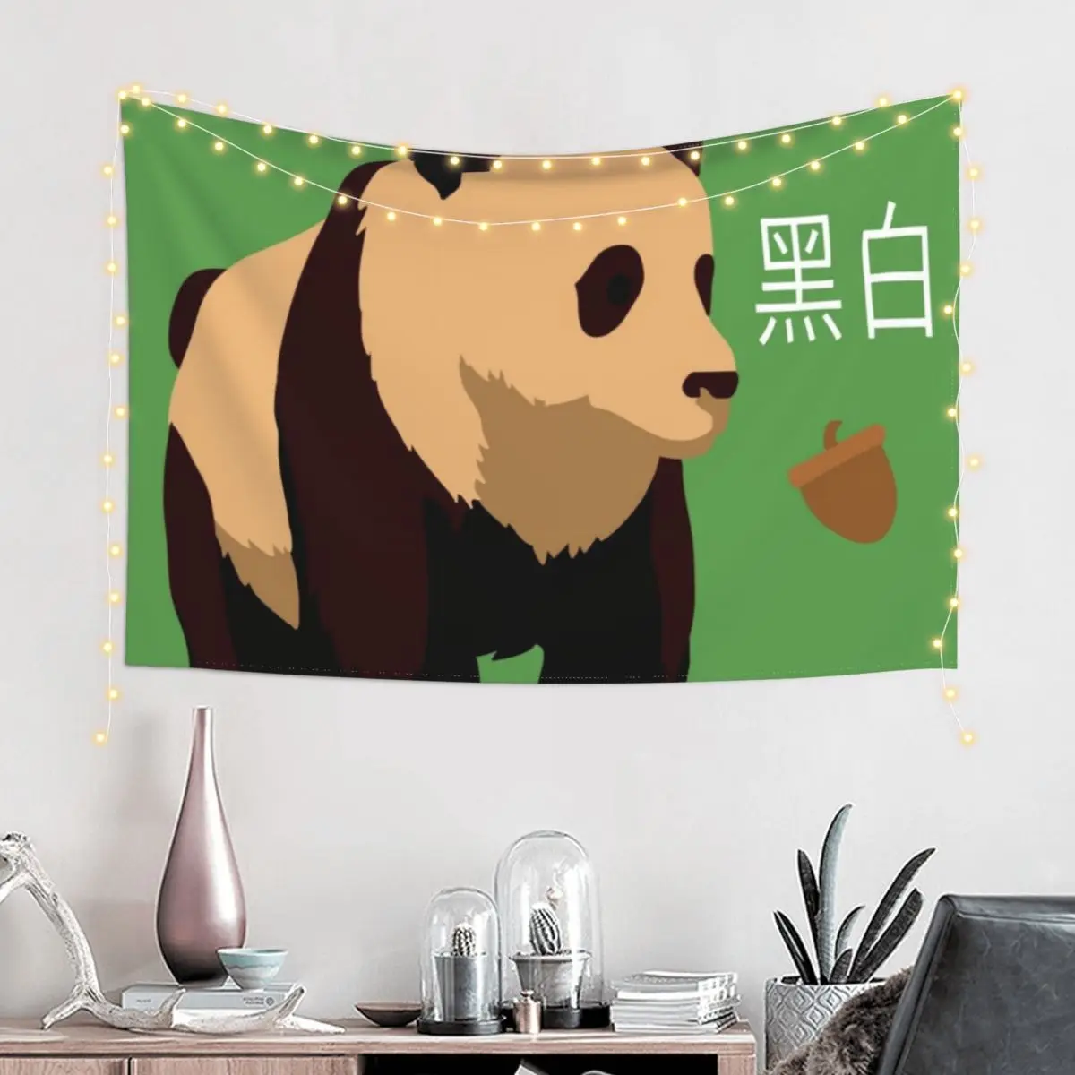 

Hei Bai Panda Form Tapestry Custom Japanese Room Decor Wall Carpet Room Decor Tapestry