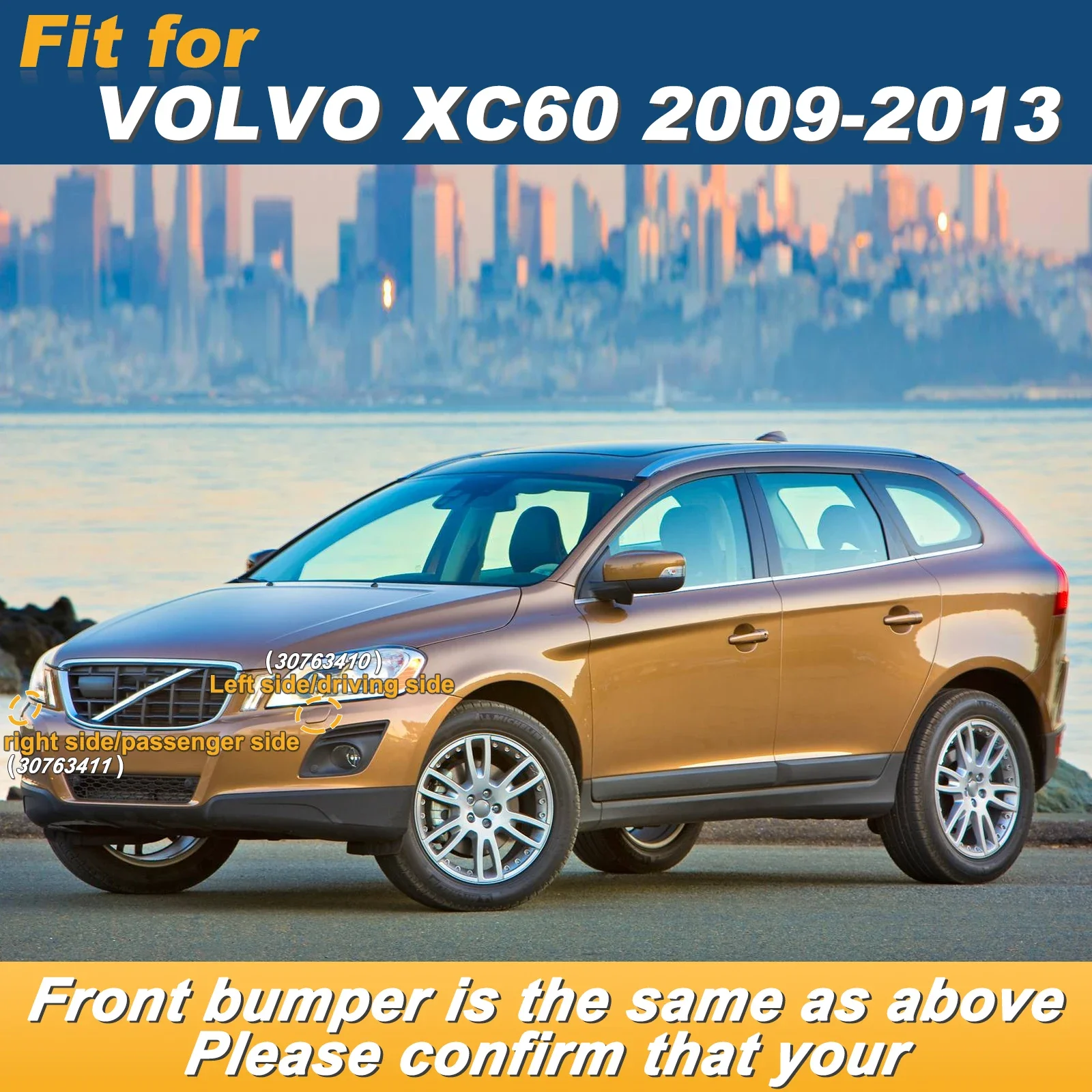 For VOLVO XC60 2009 2013 Front Bumper Headlight Washer Jet Spray Nozzle Cover Cap Left Right 30763410 30763411 Car Accessories