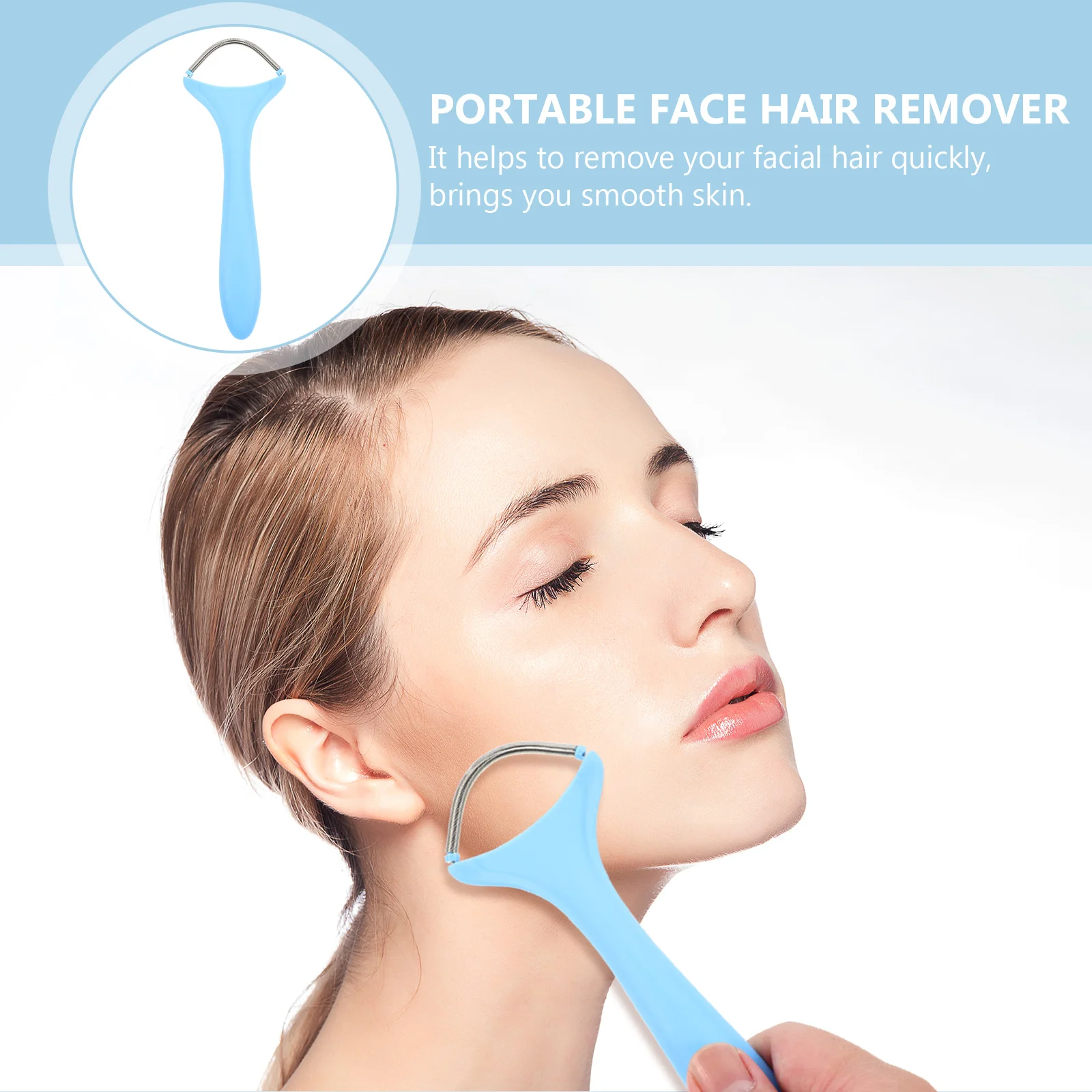 Removedor de pêlos faciais seguro e confiável, barbeador de mola manual, remoção de tamanho de bolsa, depilador de rosqueamento de ferro, ferramenta portátil facial