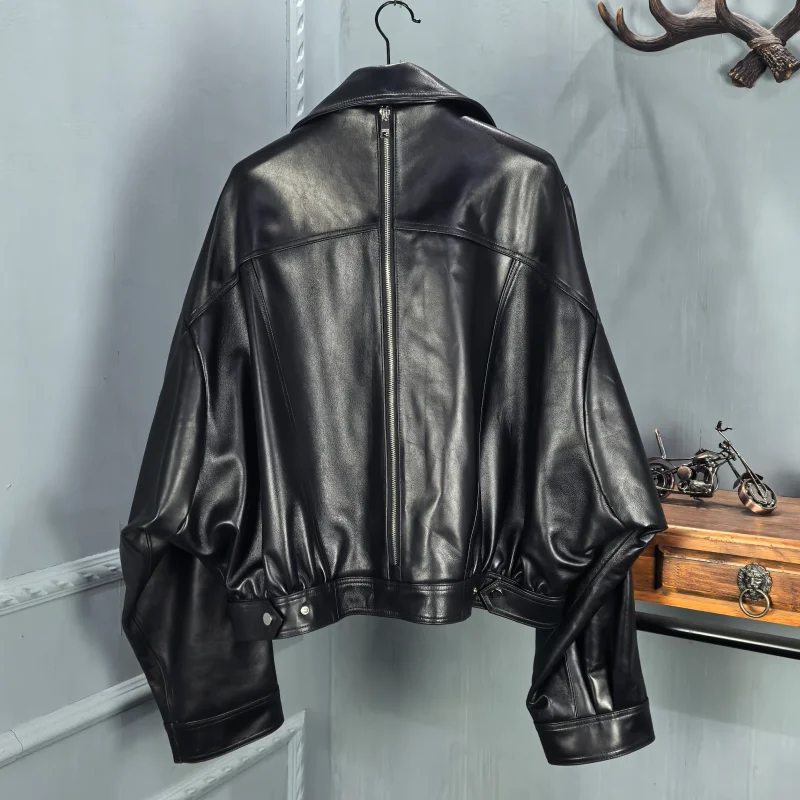 ファイオナブル・オルト・ジェイエット レディース 本革シープスキンレザーコート 秋冬新作 カジュアル スリップオン ジッパー開閉 ロングスリーブ...