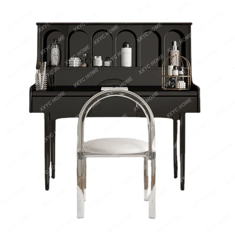 

Modern Simple Small Apartment Dresser Advanced Black Dressing Table French Retro Bedroom Creative Dressing Table Furniture