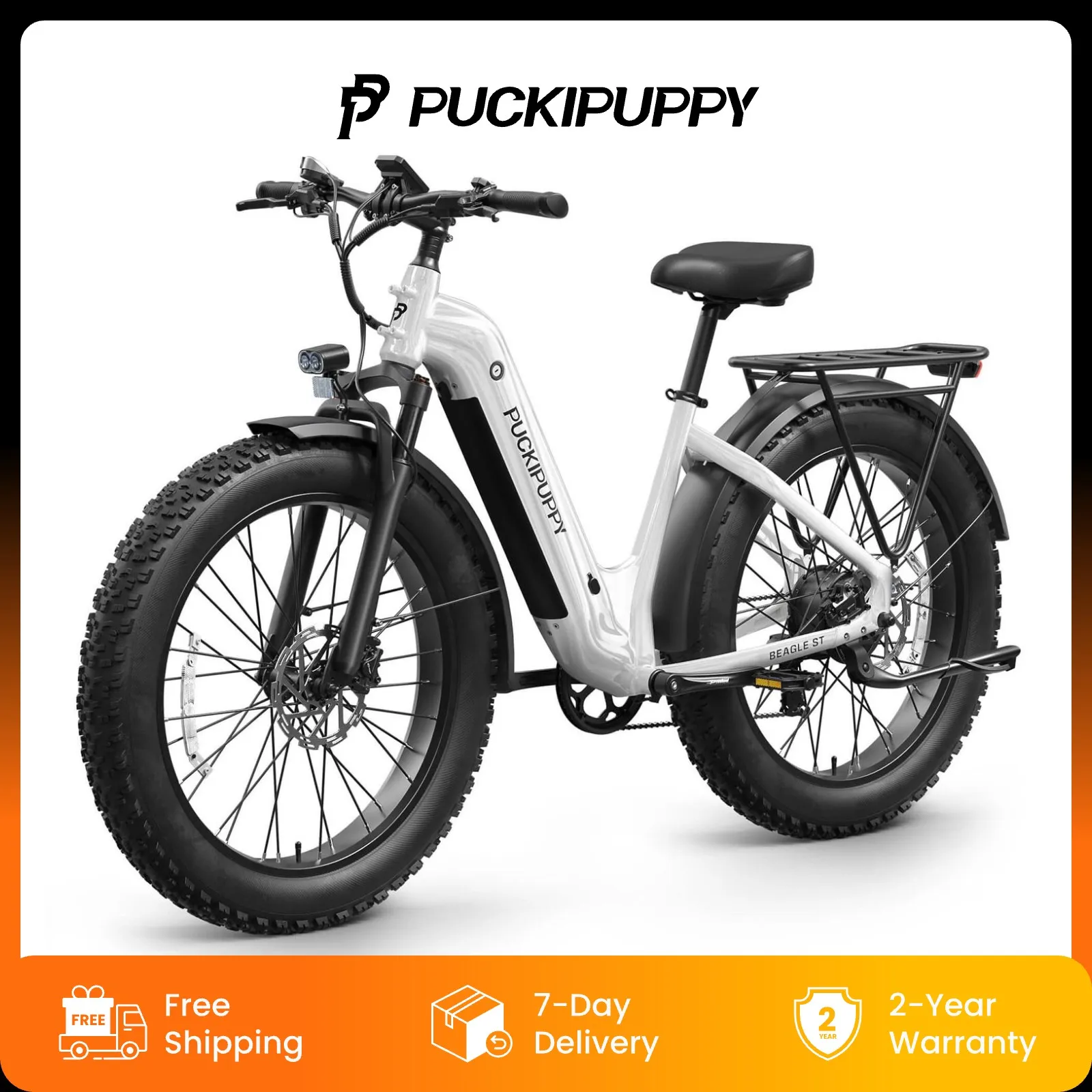 

PUCKIPUPPY 960W 48V 15AH 26" Fat Tire Electric Bike for Adults Off-Road Electric Mountain Hunting Bike with Max 28MPH Speed