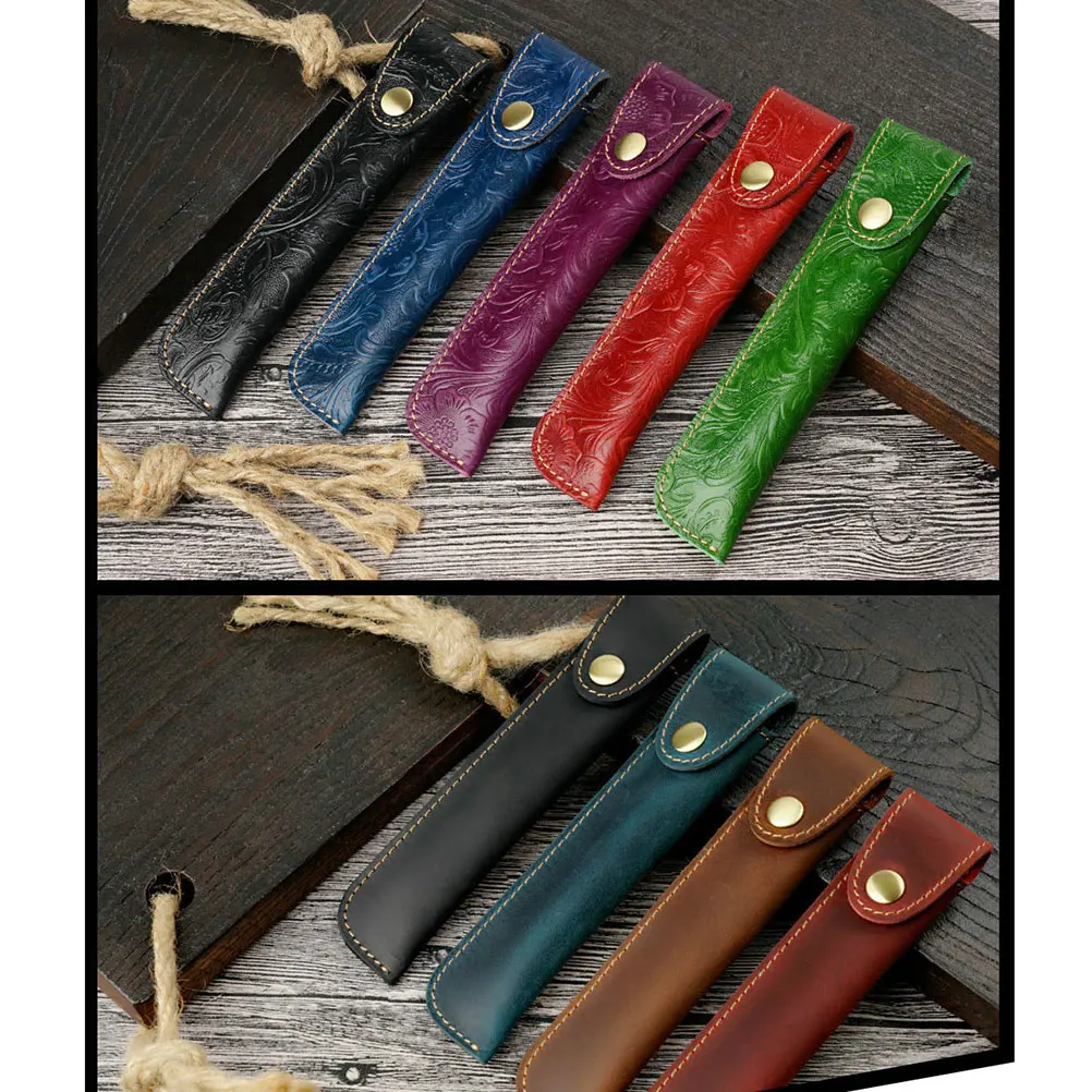 

Cowhide Pen Set Practical Pouch Case Pencil Bag Hand Made Holder Fountain Luxury