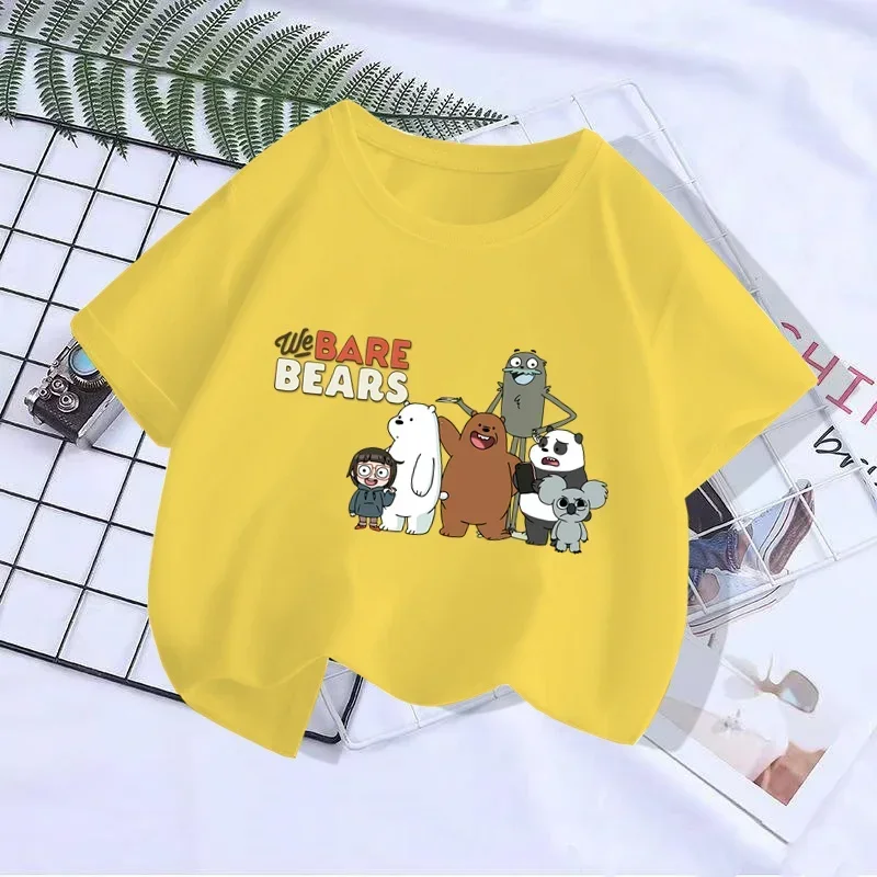 2024 Boy Girl T-shirt Kawaii Little Bear Print Short Sleeve leisure T Shirt Summer Anime Cartoon children T Shirt 4-14 Years