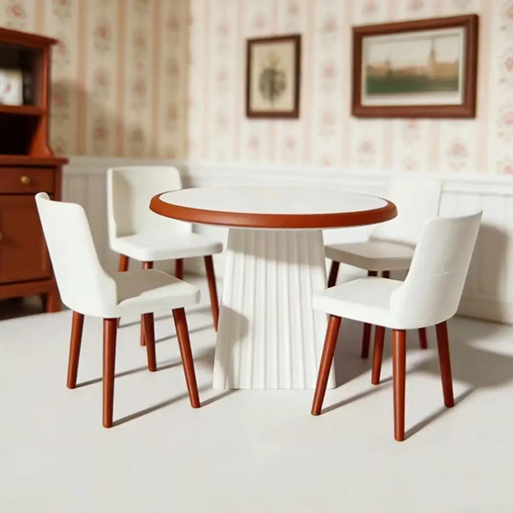 Miniature Dollhouse Decor Doll House Ornaments Miniature Room Table Chair Set Diy Scene Model Kit Dollhouse Furniture Decor