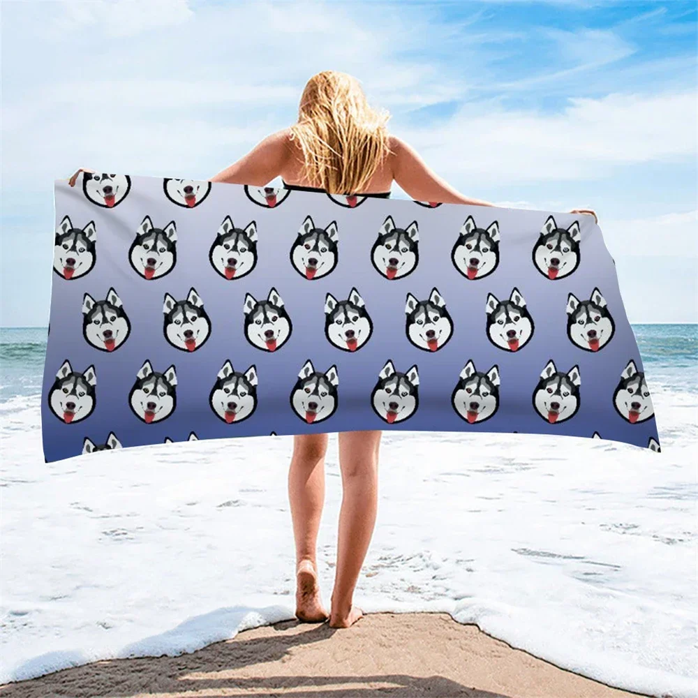 New Trend Beach Towel Bathroom Cute Cartoon Puppy Beagle Husky Rottweiler Dog Adult Kid Gift Microfiber Quick Dry Shower Towel