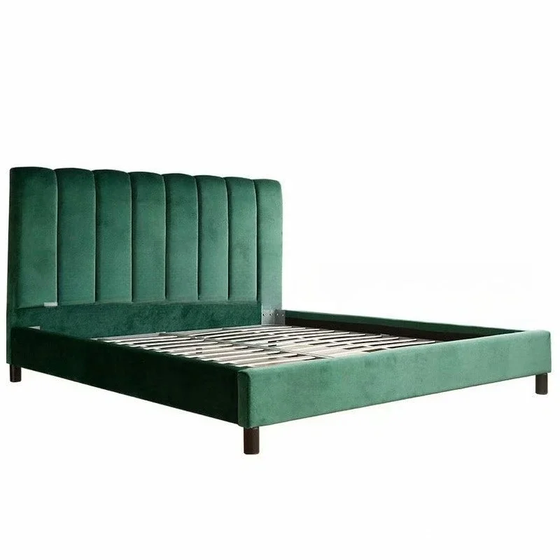 

Nordic simple modern fabric double bed custom furniture box fashion soft bag queen bed princess bed