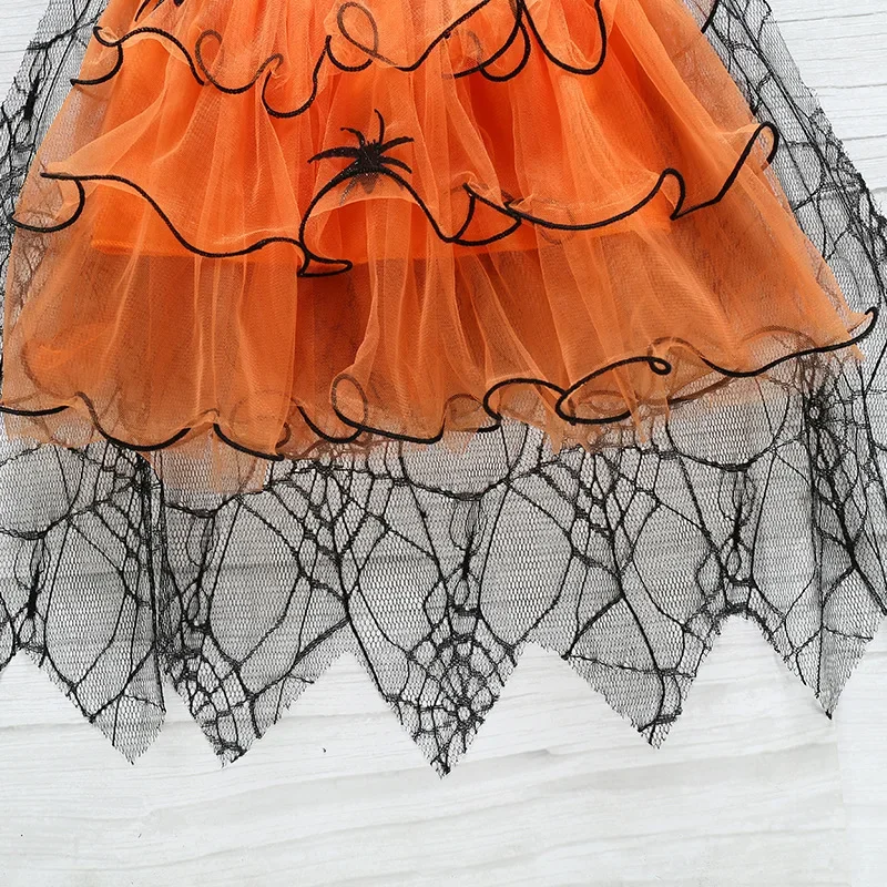 Baby Halloween Kostüm Mädchen Prinzessin Spinne Mesh Kleid Kinder Vampir Leistung Elegante Kleidung Hexe Kleider 1-6 Jahre – Detail 10