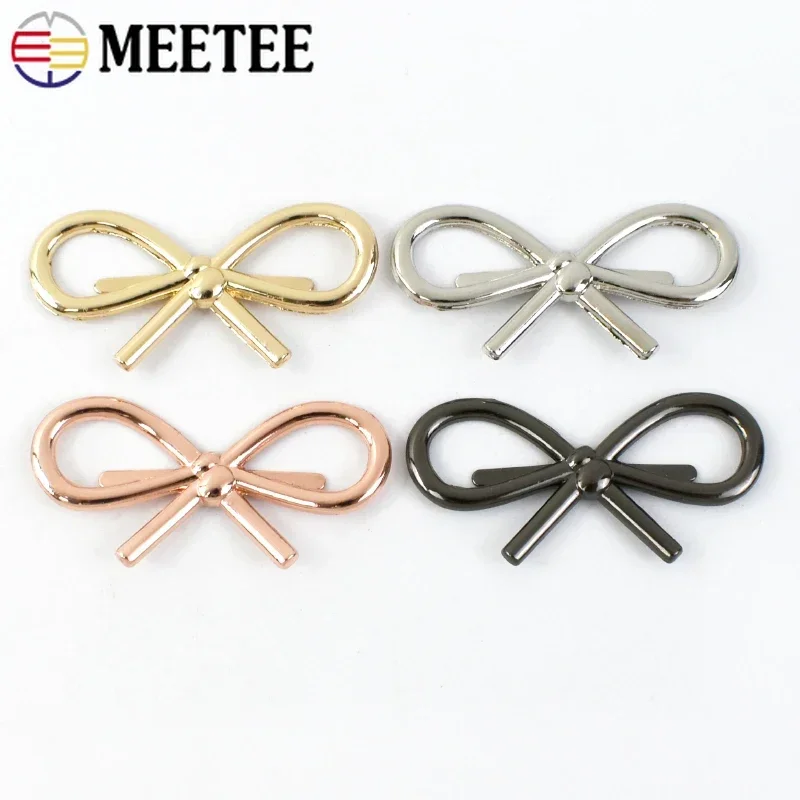 Meetee 5/10/20Pc 44*22mm Bow Shoes Buckle Metal Bags Clothing Decor Buckles DIY Leather Craft Luggage Hardware Accessories BD437