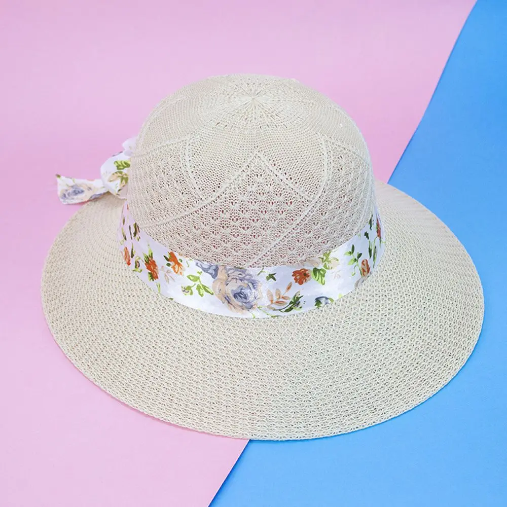 Holiday Breathable Fisherman Hats Women Girls UV Protection Women Sun Hat Wide Brim Straw Hats Beach Cap