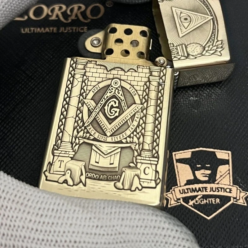 

ZORRO 909 Narrow Machine Horus Eye Brass Lighter Double Sided Relief Kerosen Windproof Gift for Men Smoking Accessories